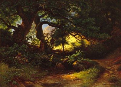 Forest Section with Lumberjack by Knud Andreassen Baade