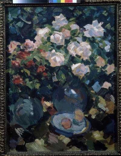 Roses in a Blue Jug by Konstantin Alekseevich Korovin