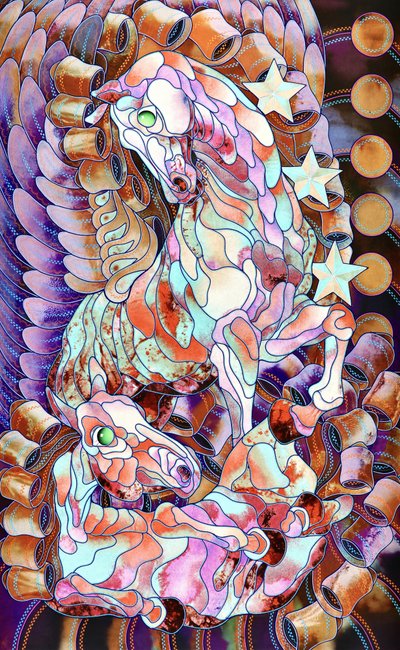 Fantasy Stained Glass Horses by Kostyantin Malginov