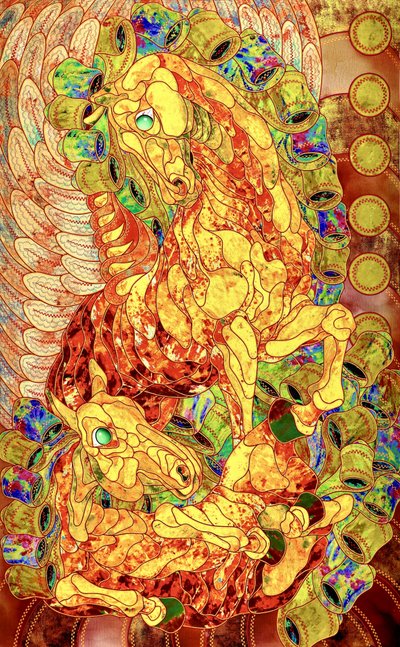 Stained Glass Winged Horses by Kostyantin Malginov