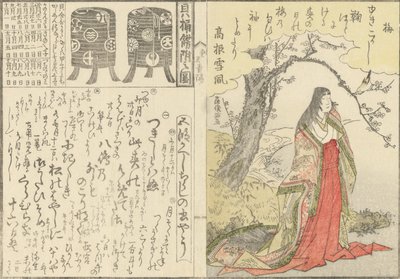 Court Lady Beneath an Old Plum Tree, Two Lacquer Cabinets for the Shell-matching Game by Kubo Shunman