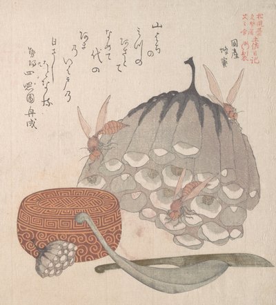 Hives with Wasps, and a Box with a Spoon for Honey by Kubo Shunman