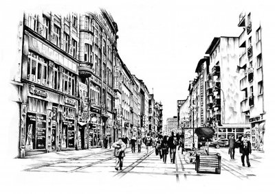 Bustling City Street Sketch by Kulik