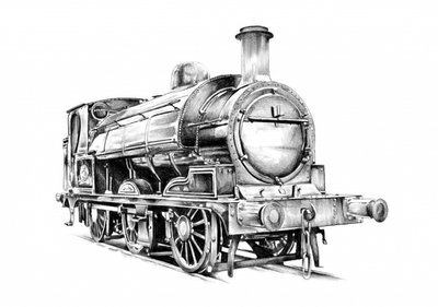 Classic Steam Engine Drawing by Kulik