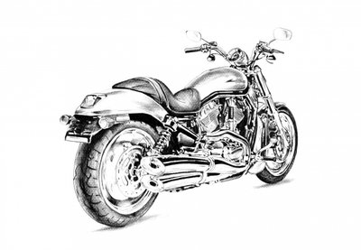 Detailed Motorcycle Drawing by Kulik