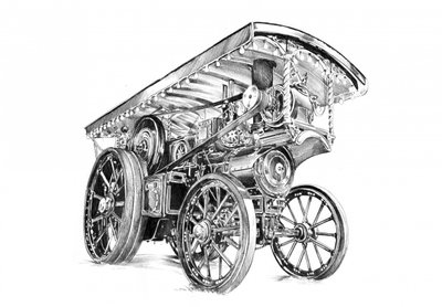 Detailed Steam Engine Drawing by Kulik