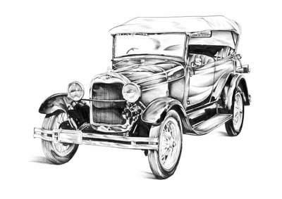 Elegant Classic Car Drawing by Kulik