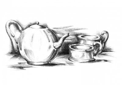 Elegant Tea Set Sketch by Kulik