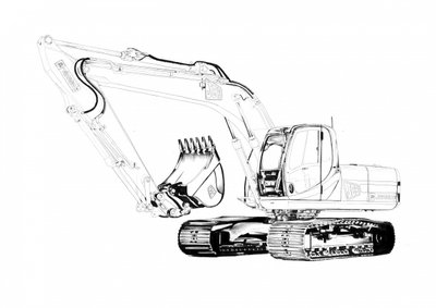 Excavator Line Drawing by Kulik