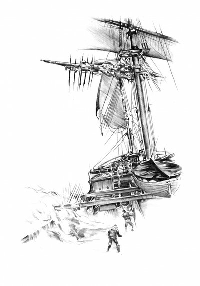 Explorers and Ice Ship by Kulik