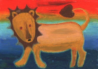 Golden Lion in Rainbow Sky by Kulik