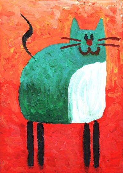 Happy Green Cat by Kulik