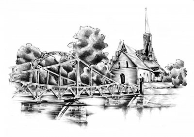 Historic Bridge and Church by Kulik