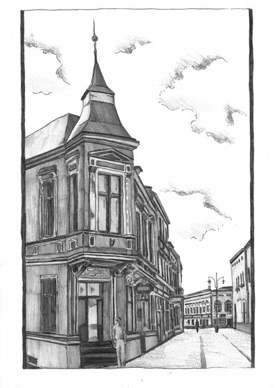 Historic Corner Building Drawing by Kulik