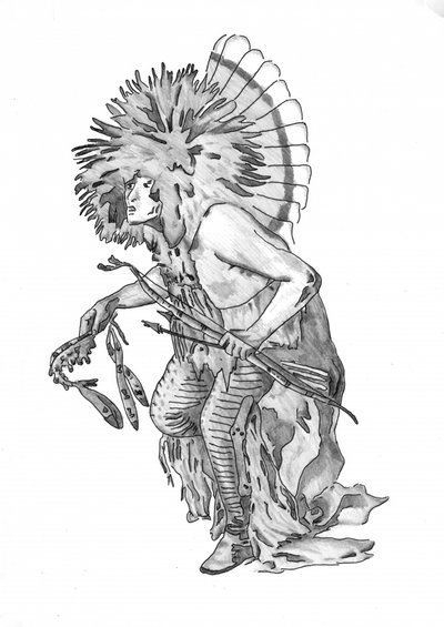 Native American Feathered Warrior by Kulik