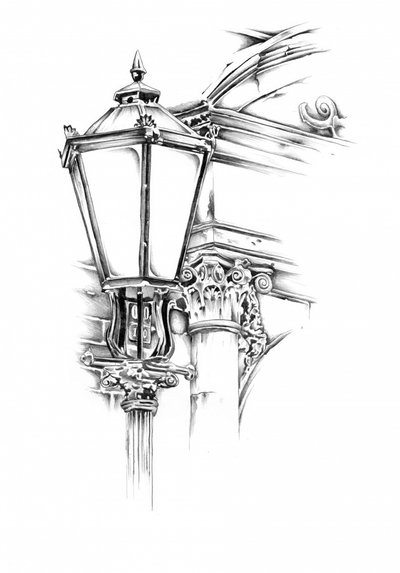 Ornate Street Lamp Sketch by Kulik