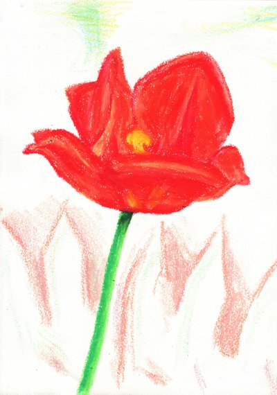 Red Crayon Flower by Kulik