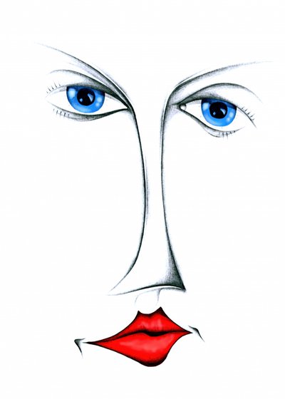 Stylized Blue Eyes Red Lips by Kulik