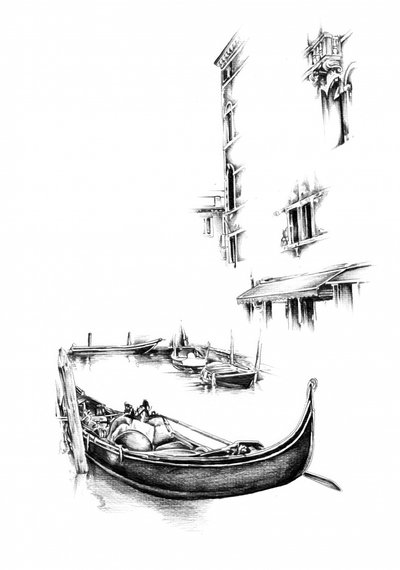 Venetian Gondola Sketch by Kulik