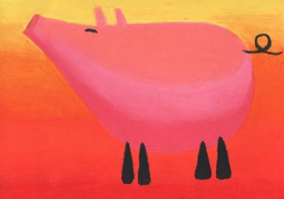 Vibrant Pink Pig by Kulik