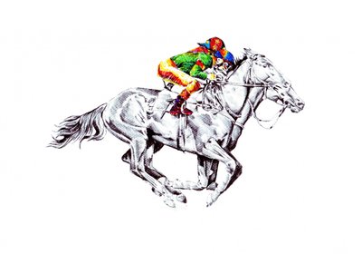 Vibrant Racehorse Jockey by Kulik