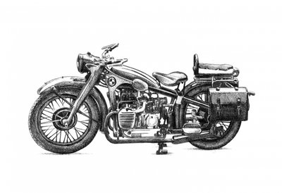 Vintage Motorcycle Drawing by Kulik
