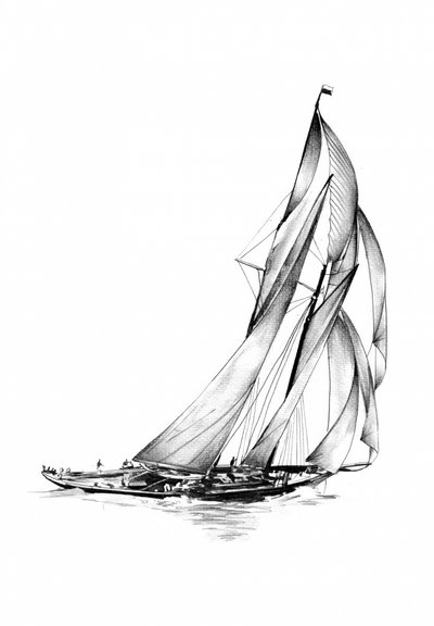 Vintage Sailboats Racing by Kulik