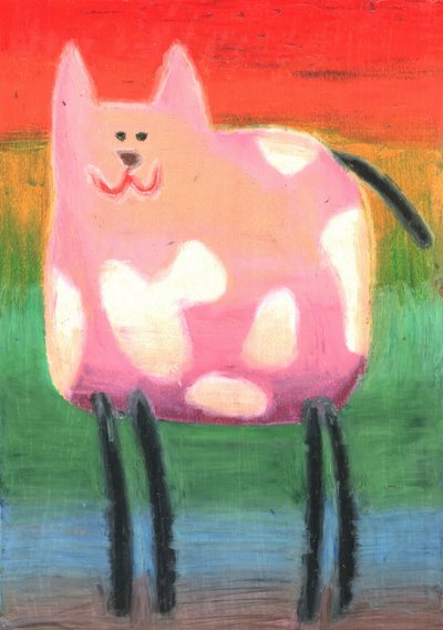 Whimsical Pink Cat by Kulik