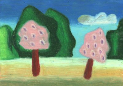 Whimsical Pink Tree Landscape by Kulik