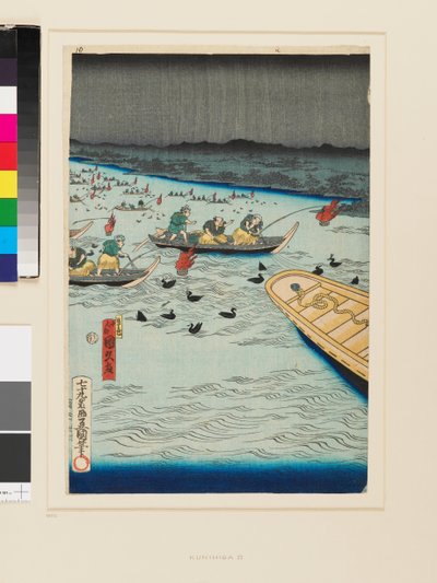 Fishing with cormorants by night by Kunihisa II Utagawa
