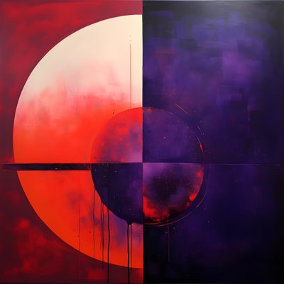 Abstract Painting of a Purple Circle and a Red Circle 3 by Kurt Heppke
