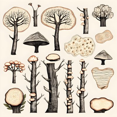 Tree Trunk Sections, Boho Clipart, Boho Drawing Pattern, Boho Trunk 3 by Kurt Heppke