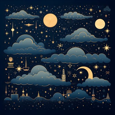 A Collection of Isolated Fantasy Illustrations of Sky Elements 1 by Kurt Heppke
