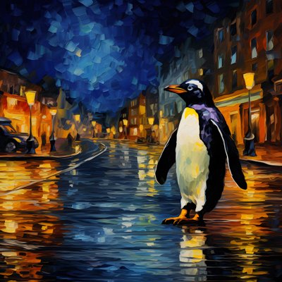 A Penguin in a Suit Walks Down the Street 2 by Kurt Heppke
