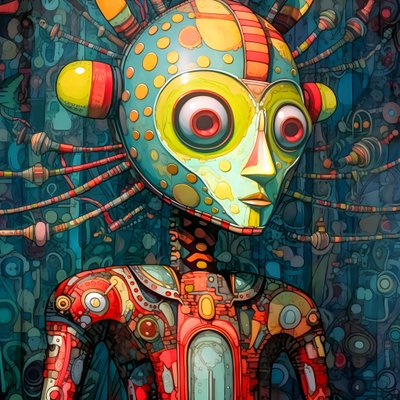 Carnival Cajun Swamp Mutant Sci-Fi Droid in the Artistic Style of Tim Burton and Beksinski 2 by Kurt Heppke