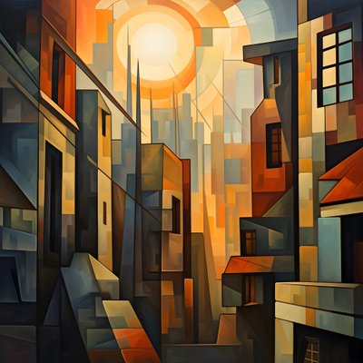 Cubist Style Urban Landscape Painting 3 by Kurt Heppke