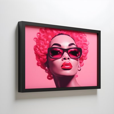 Artwork of a Black Woman in a Pink Wooden Frame Proclaiming She Is Strong 1 by Kurt Heppke