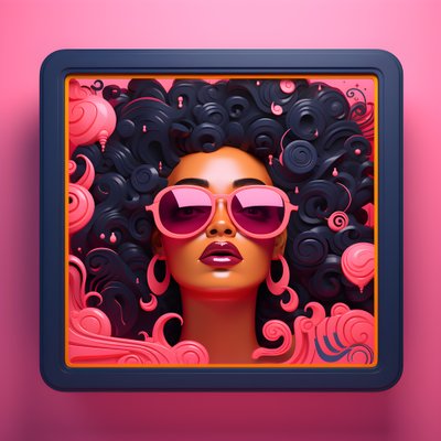 Artwork of a Black Woman in a Pink Wooden Frame Proclaiming She Is Strong 3 by Kurt Heppke