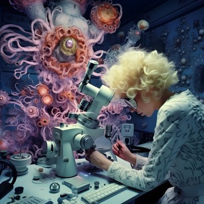 Super-Resolution Electron Microscope Shot of Woman in the Artistic Style of David LaChapelle 1 by Kurt Heppke