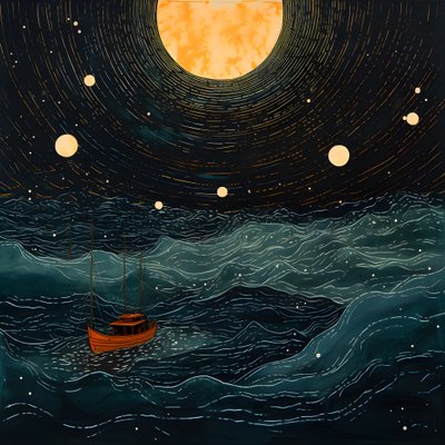 Two Boats Glided Silently Through Ink-Black Water Towards the Swirling Charybdis, the Full Moon Was the Only Light in the Empty World of the North Sea. 2 by Kurt Heppke