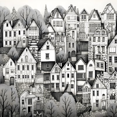 A Black and White Picture of Houses 1 by Kurt Heppke