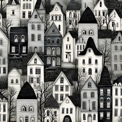 A Black and White Picture of Houses 4 by Kurt Heppke