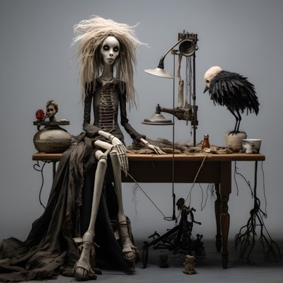 A Large Doll on a Table with a Skeleton on It 4 by Kurt Heppke