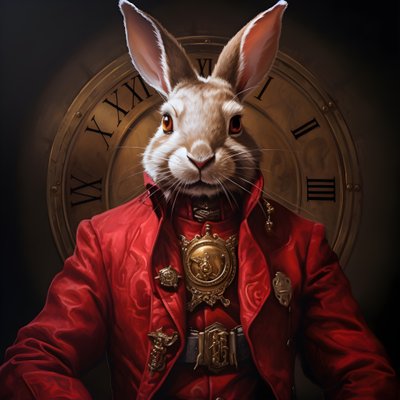 Male Anthropomorphic Cybernetic Clockpunk Android Rabbit in Red Tailcoat 3 by Kurt Heppke