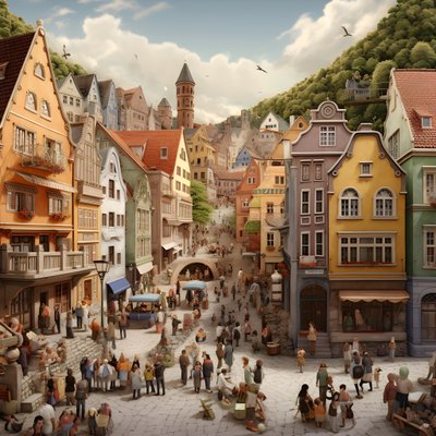 Town with many people by Kurt Heppke