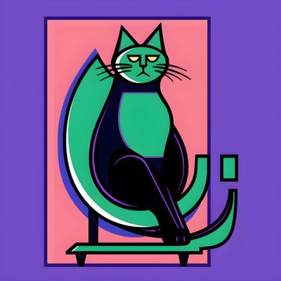 To Create a Striking Contrast, Silver Cat Sits in the Style of Modernist Clear Lines 1 by Kurt Heppke