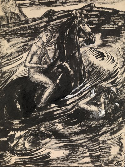 Illustration for The Princess of the Tide by Mikhail Lermontov by Kuzma Sergeevich Petrov Vodkin