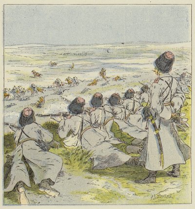 Defense of the Kasan road by the Cossacks by L. Malespine