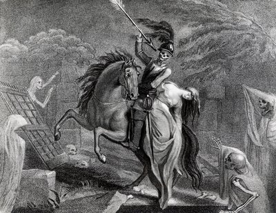 Lenore Riding with Death, Illustration for the Poem Lenore by Gottfried Augustus Burger by Lady Diana Beauclerk