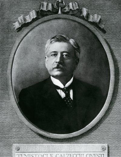 Portrait of Temistocle Calzecchi Onesti, Italian Physicist and Inventor, Etching after Photograph by Amadeo (after) Modigliani